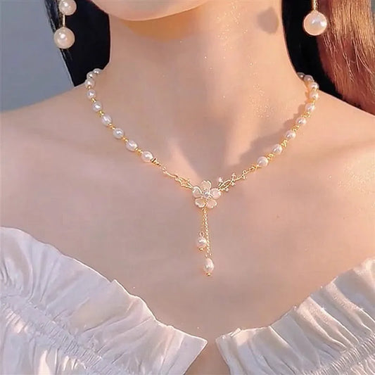 Collier Pendentif Perles Doré