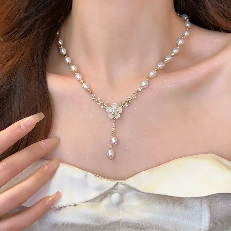 Collier Pendentif Perles Doré