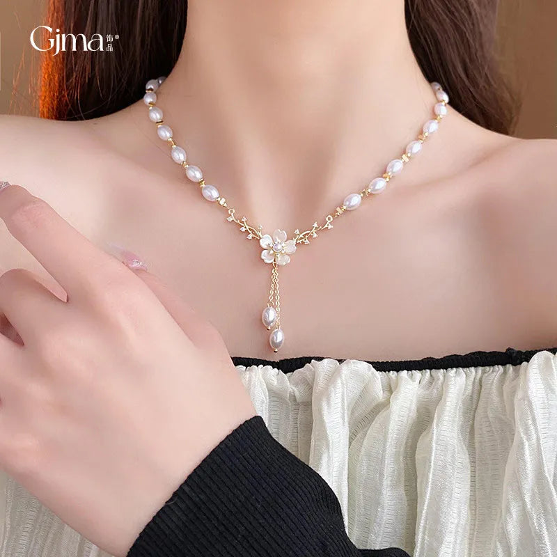 Collier Pendentif Perles Doré