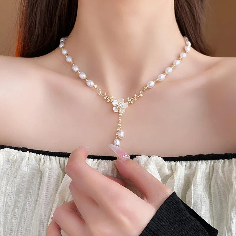 Collier Pendentif Perles Doré